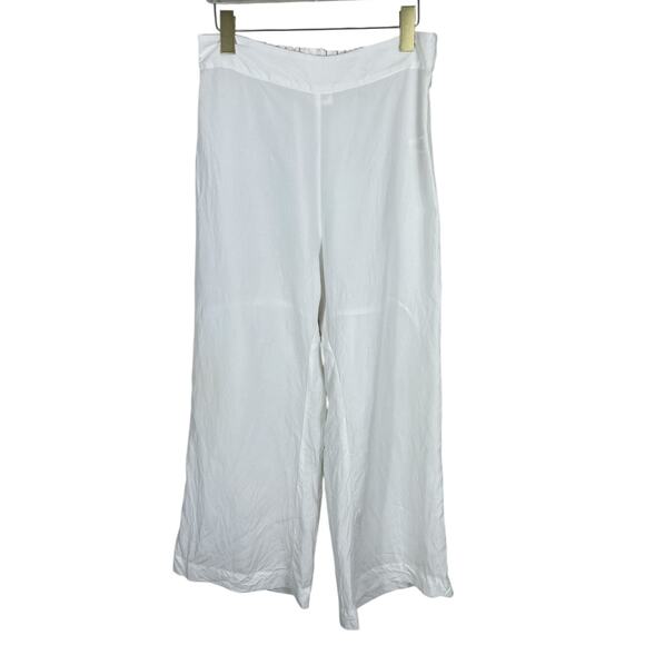 Shosh New York Structured Linen Cropped Wide Leg Pants Minimalist White Sz 2 Med - Picture 1 of 11